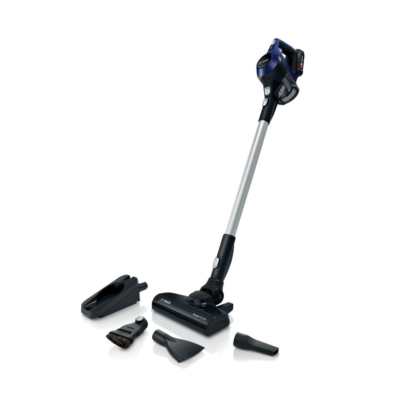 Bosch Serie 6 BBS611MAT aspiradora de pie y escoba eléctrica Aspiradora escoba 2 en 1 Batería Secar Sin bolsa 0,3 L Azul 2,5 Ah