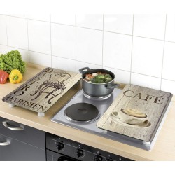 WENKO BISTRO tabla de cocina para cortar Rectangular Plástico, Vidrio templado, Elastómero termoplástico (TPE) Beige, Multicolor