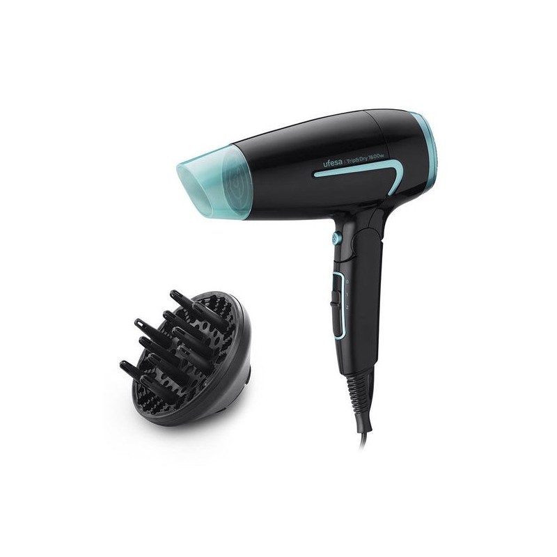 Ufesa Trip&Dry secador 1600 W Negro, Azul