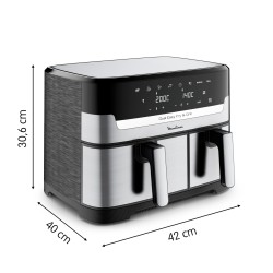 Moulinex Dual Easy Fry EZ905D20 freidora Doble 8,3 L Independiente 2450 W Freidora de aire caliente Negro, Acero inoxidable