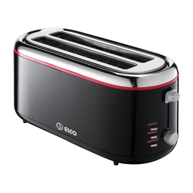 Elco PT-1080-2 tostadora 2 rebanada(s) 1300 W Negro, Rojo, Acero inoxidable