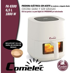 Comelec FA6500 freidora Sencillo 6,5 L Independiente 1800 W Freidora de aire caliente Blanco