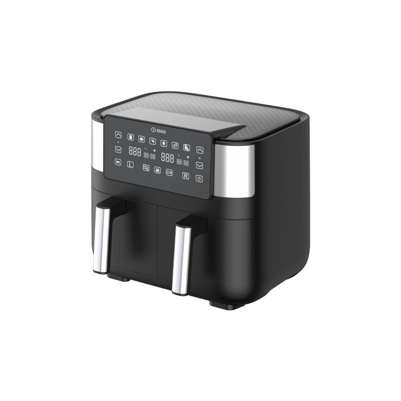 Elco PF-8040-2 freidora Doble 8 L Independiente 2850 W Freidora de aire caliente Negro, Plata