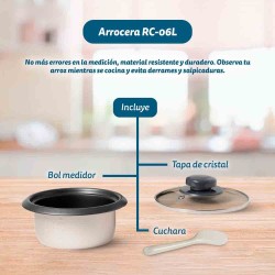 Grunkel RC-06L arrocera 0,6 L 300 W Acero inoxidable