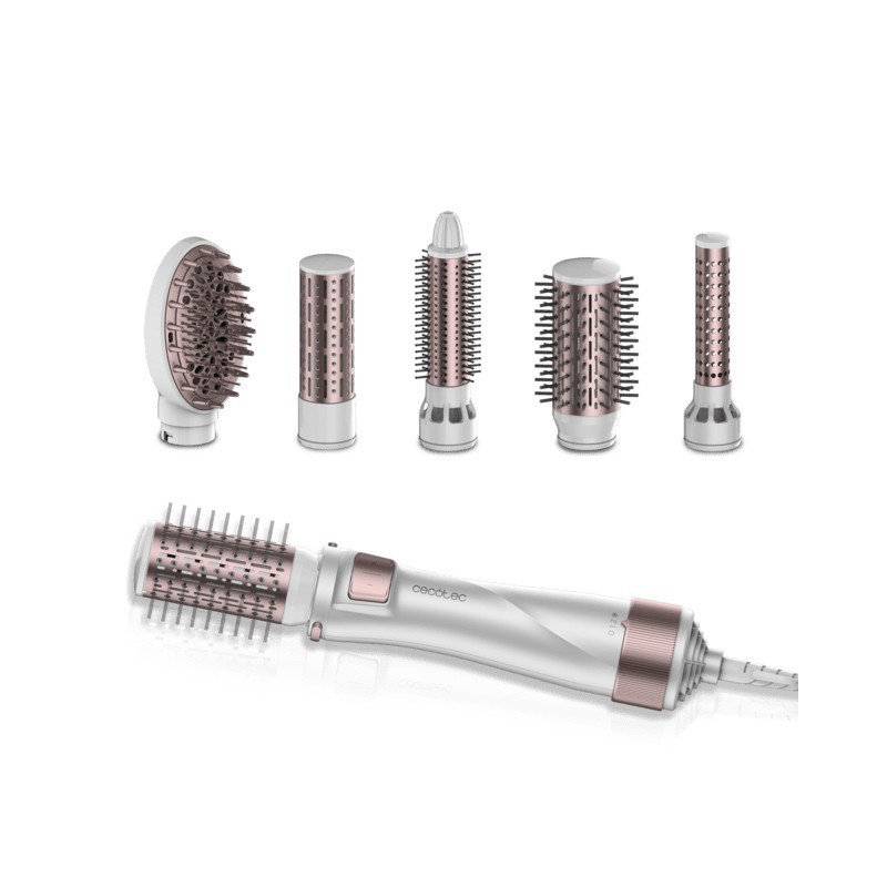 Cecotec 03446 Utensilio de peinado Herramienta de peinado con múltiples accesorios Caliente Gris, Oro rosado 1000 W 1,8 m