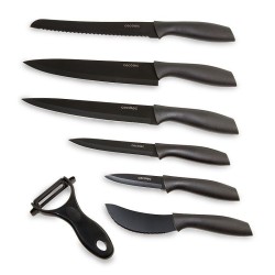 Cecotec Juego de 7 Cuchillos Profesionales Cuchillos Titanium. Acero Inoxidable, Recubrimiento cerámico, hoja de 2mm de grosor
