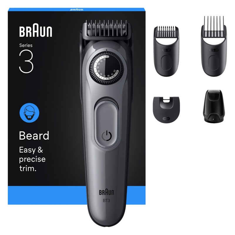 Braun BeardTrimmer 3 BT3560 depiladora para la barba Batería 40 2 cm Negro, Gris