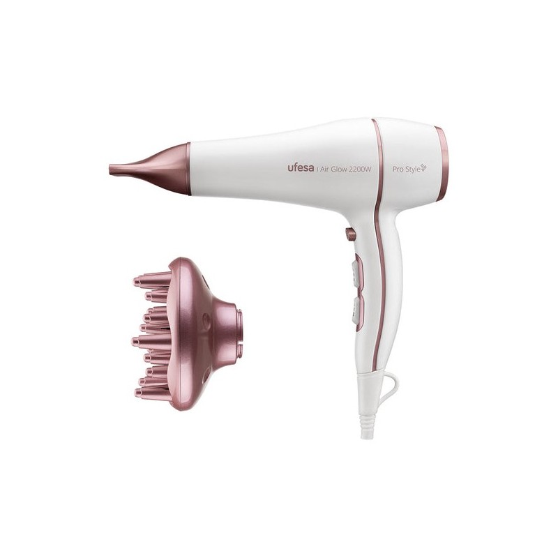 Ufesa 60306078 secador 2200 W Rosa, Blanco