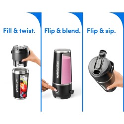 NutriBullet Flip 0,59 L Batidora de vaso portátil 11 W Negro