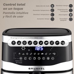 Grunkel MAXYSTEELFRYER freidora Sencillo 9 L Independiente 2200 W Freidora de aire caliente Negro, Acero inoxidable