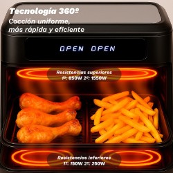 Grunkel 8426156019024 freidora Doble 10 L Independiente 2800 W Freidora de aire caliente Negro