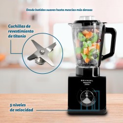 Grunkel BAT-2000 MASTERPRO licuadora 1,5 L Batidora de vaso 2000 W Negro, Transparente