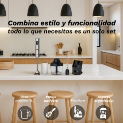 Grunkel BM-2000SET batidora Batidora de mano 2000 W Acero inoxidable, Negro