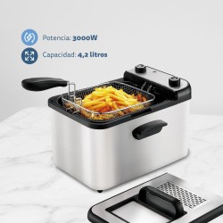 Grunkel MAXIFRYPRO freidora Sencillo 4,2 L Independiente 3000 W Acero inoxidable