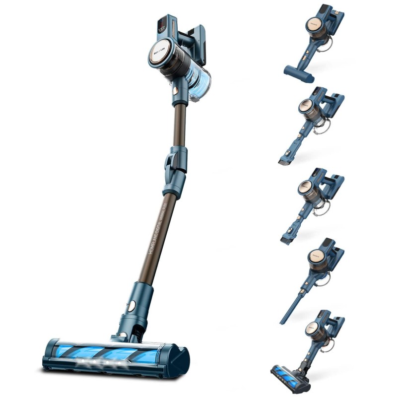 Taurus Homeland Digital Animal Flex Aspiradora escoba 2 en 1 Batería Secar Ciclónico, HEPA Sin bolsa 0,5 L Azul 2,2 Ah