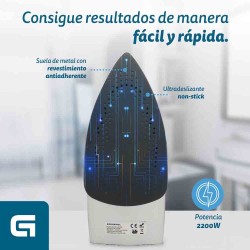 Grunkel PL-22NS plancha Plancha vapor-seco Suela de acero inoxidable 2200 W Azul