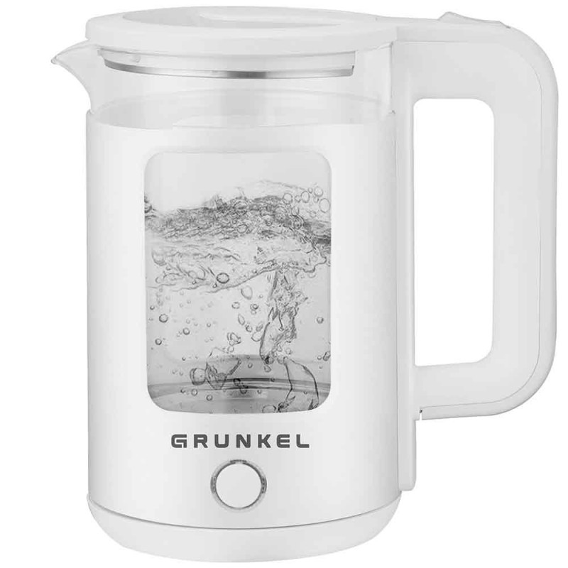 Grunkel HV-18CWPBL tetera eléctrica 1,8 L 1500 W Transparente, Blanco