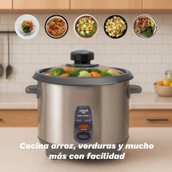 Grunkel RC-28L arrocera 2,8 L 1000 W Acero inoxidable, Gris Oscuro