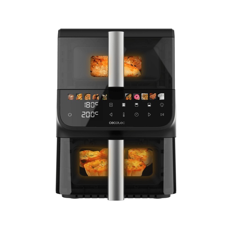 Cecotec Cecofry DuoLevel 10000 DuoSize Window Doble 10 L Independiente 2000 W Freidora de aire caliente Negro