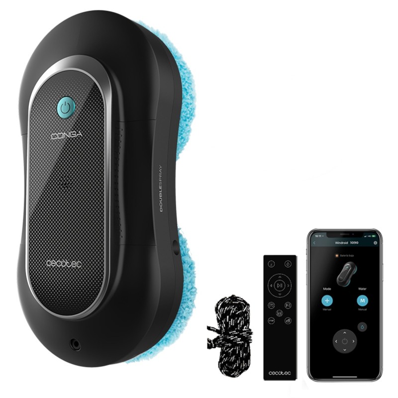 Cecotec Conga Windroid 1090 Double Spray Connected limpiador eléctrico ventana Negro