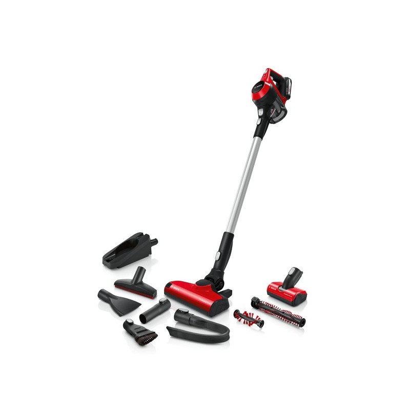 Bosch Serie 6 BBS61PET2 aspiradora de pie y escoba eléctrica Aspiradora escoba 2 en 1 Batería Secar Sin bolsa Rojo