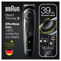 Braun BeardTrimmer 5 BT5340 AC Batería 39 2 cm Negro, Azul