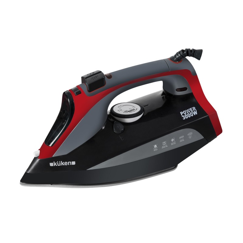 Küken 34103 plancha Plancha vapor-seco Suela de acero inoxidable 3000 W Negro, Gris, Rojo