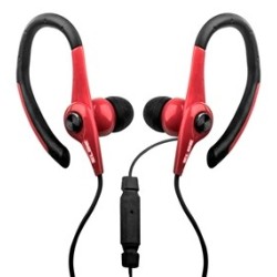 ELBE AU-107-MIC auricular y casco Auriculares Alámbrico Clip de oreja Llamadas Música Deporte Uso diario Negro, Rojo