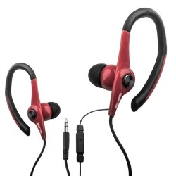 ELBE AU-107-MIC auricular y casco Auriculares Alámbrico Clip de oreja Llamadas Música Deporte Uso diario Negro, Rojo