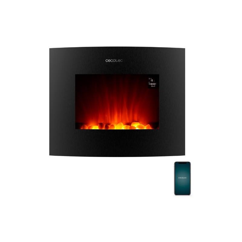 Cecotec ReadyWarm 2650 Curved Flames Connected Interior Chimenea eléctrica de pared Eléctrico Negro