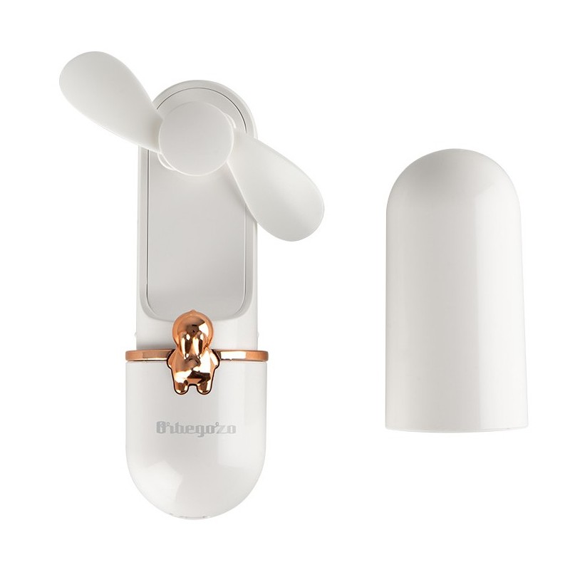 Orbegozo HF 2500 ventilador y nebulizador personal de mano Oro, Blanco Ventilador de mano