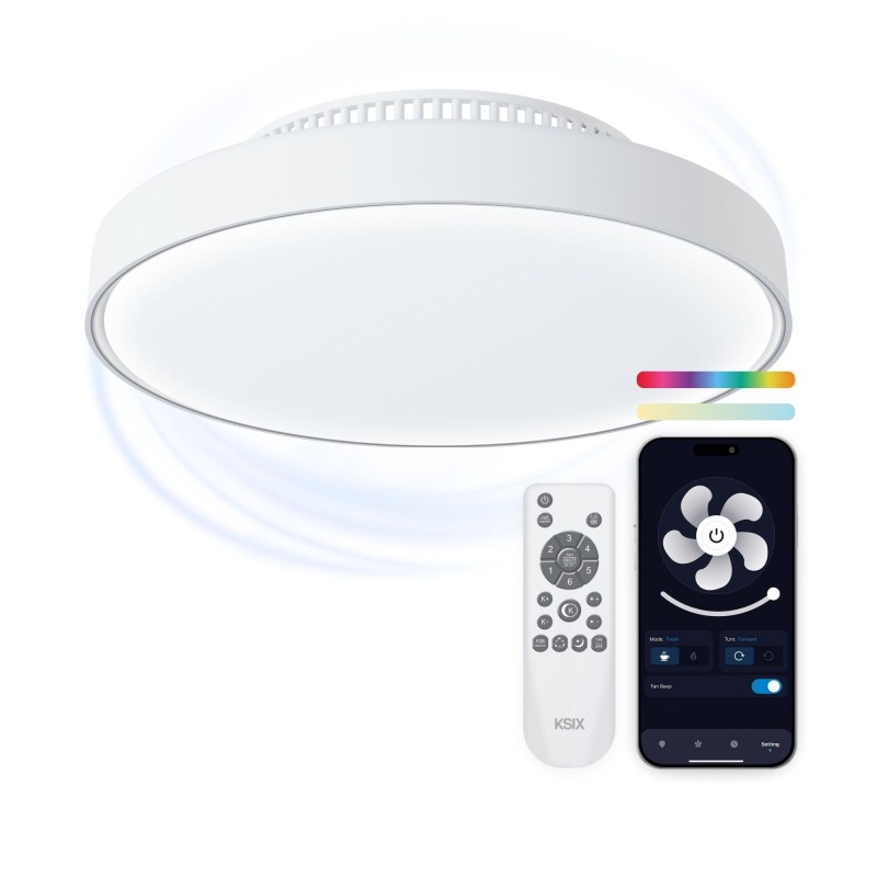 Ksix Ventilador de techo sin aspas con luz LED regulable Mistral, Ø43,6 cm, 6 velocidades, Luces RGBIC+CCT, 4.000 lm, App Tuya