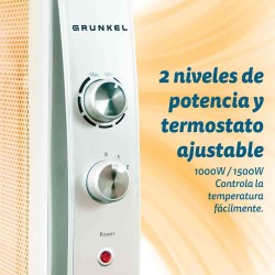 Grunkel RMC-1500 calefactor eléctrico Interior Gris, Blanco 1500 W Convector