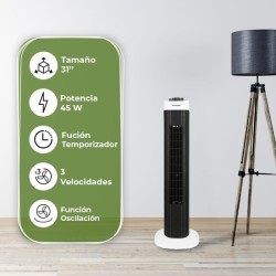 Aspes AVT453100ON ventilador Negro, Blanco