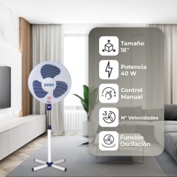 SVAN SVP401600OVBA ventilador Azul, Blanco