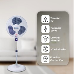 SVAN SVP401600OBA ventilador Azul, Blanco