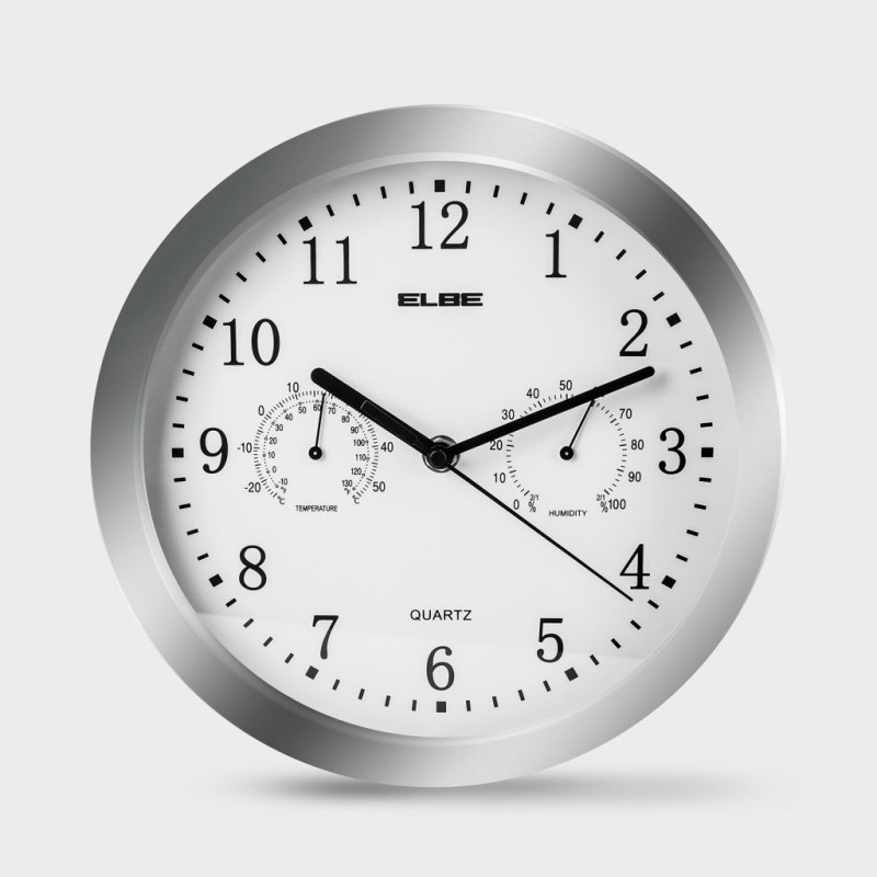 ELBE RP-3005-P reloj de mesa o pared Reloj digital Alrededor Plata, Blanco