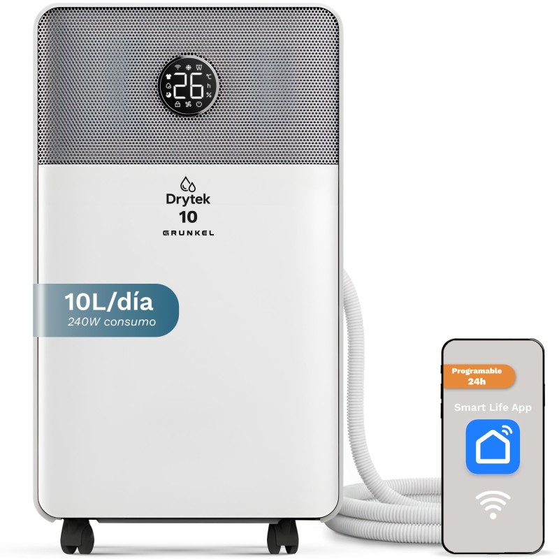 Grunkel DH-10DT deshumidificador 2 L 42 dB Gris, Blanco