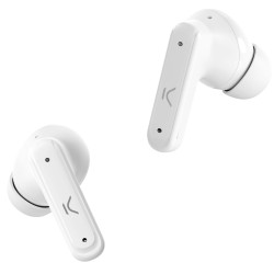 Ksix Auriculares inalámbricos Vision, Pantalla TFT 2,01'', ANC, Aut. 6+20 h, Control táctil, Llamadas, Asist. de voz, Blanco