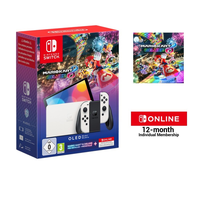 Nintendo Switch OLED + Mario Kart 8 Deluxe + Switch Online 12 Months videoconsola portátil 17,8 cm (7") 64 GB Pantalla táctil