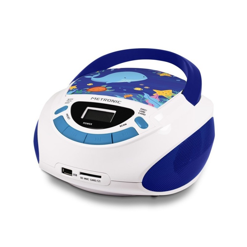 Metronic 477170 reproductor de CD Azul, Blanco Reproductor de CD portátil