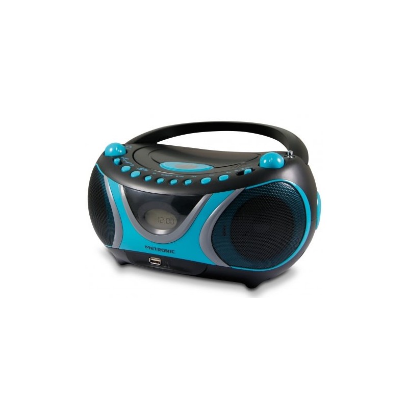 Metronic 477118 sistema estéreo portátil Analógica 2 W AM, FM Negro, Azul Reproducción MP3
