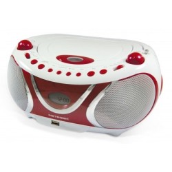 Metronic 477117 sistema estéreo portátil Analógica 2 W AM, FM Cereza (fruta), Blanco Reproducción MP3