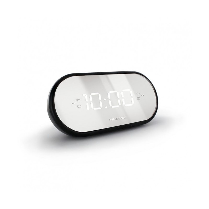 Metronic 477037 despertador Reloj despertador digital Negro, Espejo