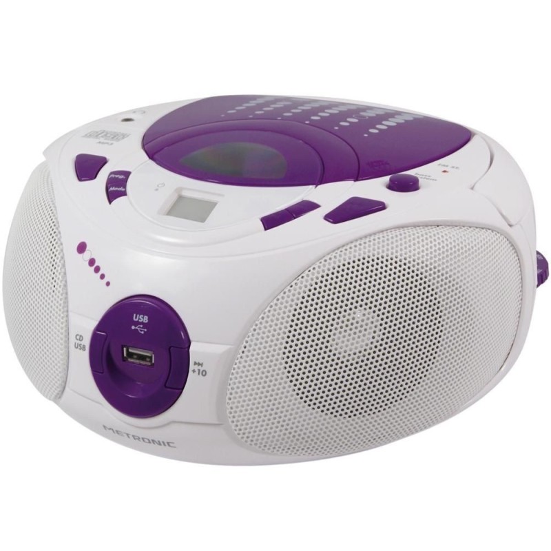 Metronic 477112 sistema estéreo portátil 2 W AM, FM Púrpura Reproducción MP3