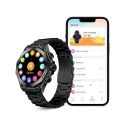 Ksix Smartwatch Titanium, Pantalla AMOLED 1,43", 2 correas, Aut. 5 días, Modos deporte y salud, Llamadas, Asistentes voz, Negro