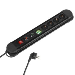 Vivanco 34430 base múltiple 1,4 m 6 salidas AC Negro