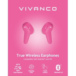 Vivanco Fresh Pair Auriculares Inalámbrico Dentro de oído Llamadas Música Bluetooth Rosa