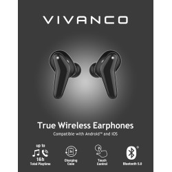 Vivanco Fresh Pair Auriculares Inalámbrico Dentro de oído Llamadas Música Bluetooth Negro
