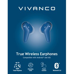 Vivanco Fresh Pair Auriculares Inalámbrico Dentro de oído Llamadas Música Bluetooth Azul